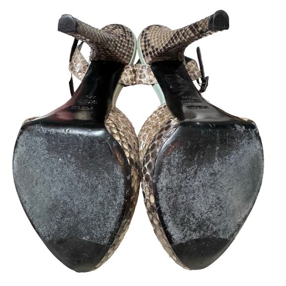 Auth. Fendi Python Snakeskin Bubble Platform Heel Sandals Size 36.5 W/Dust Bags - Picture 13 of 15
